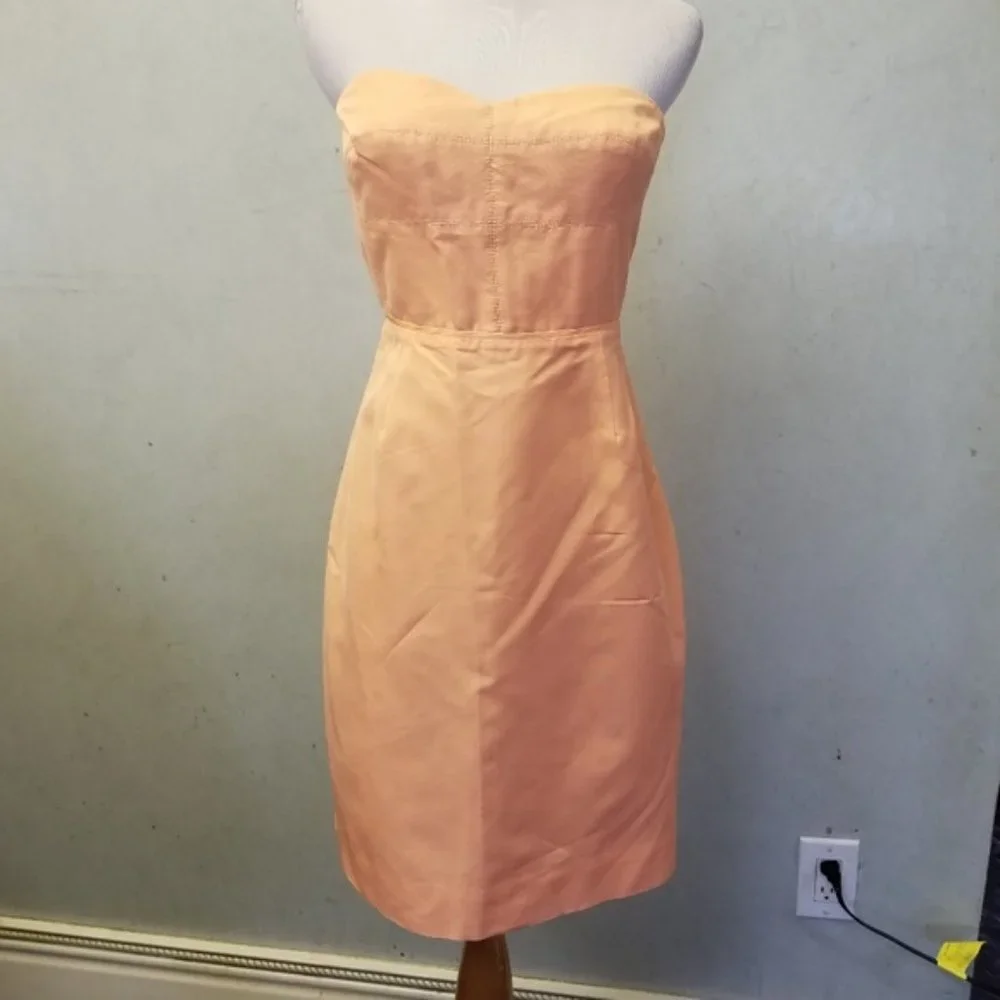 NWT J.Crew Tube top open back PEACH dress women's size 4 (U23) - Picture 3 of 8